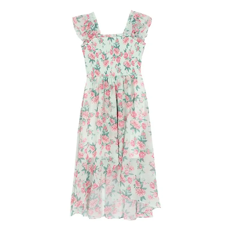 Rare Editions Big Kid Girls Sleeveless Flutter Floral Maxi Dress