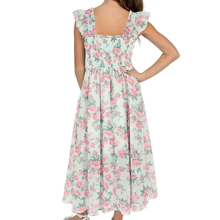 Rare Editions Big Kid Girls Sleeveless Flutter Floral Maxi Dress