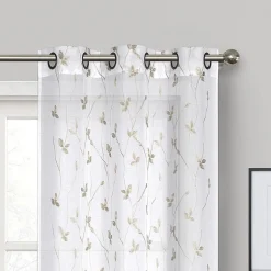 Regal Home Addison Embroidered Grommet Top Embroidered Sheer Set of 2 Curtain Panel