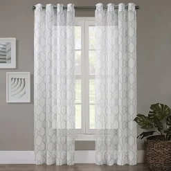 Regal Home Crushed Voile Geo Print Grommet Top Sheer Single Curtain Panel