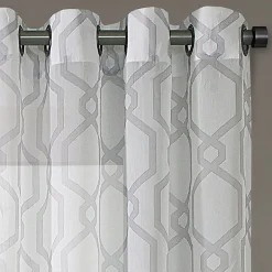 Regal Home Crushed Voile Geo Print Grommet Top Sheer Single Curtain Panel