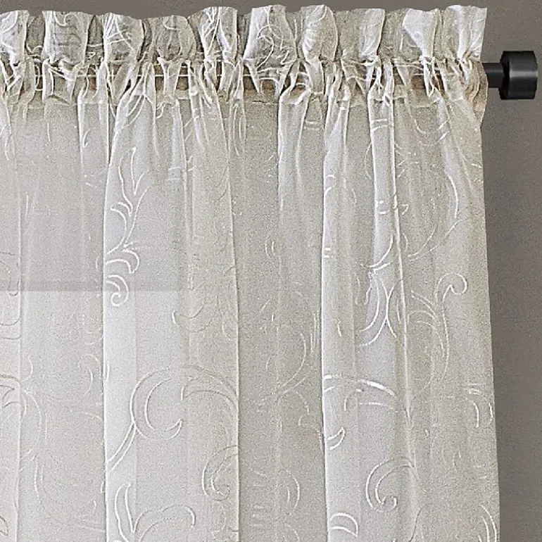Regal Home Embroidered Voile Rod Pocket Embroidered Sheer Single Curtain Panel