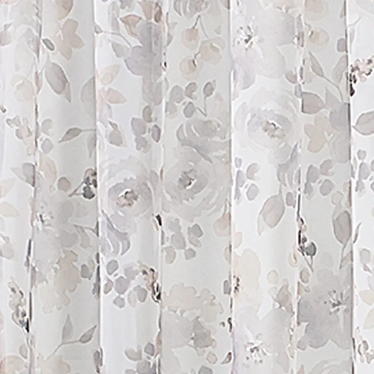 Regal Home Floral Printed Voile Rod Pocket Sheer Single Curtain Panel