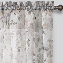 Regal Home Floral Printed Voile Rod Pocket Sheer Single Curtain Panel