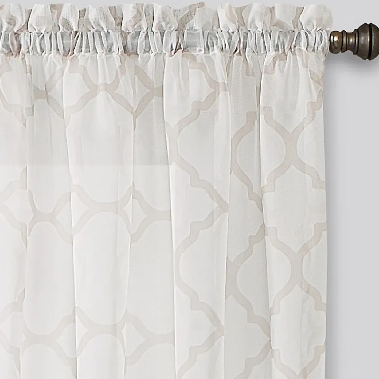 Regal Home Fret Printed Voile Rod Pocket Sheer Single Curtain Panel