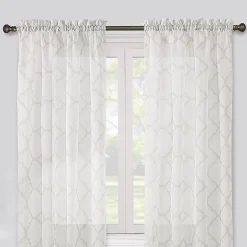 Regal Home Fret Printed Voile Rod Pocket Sheer Single Curtain Panel