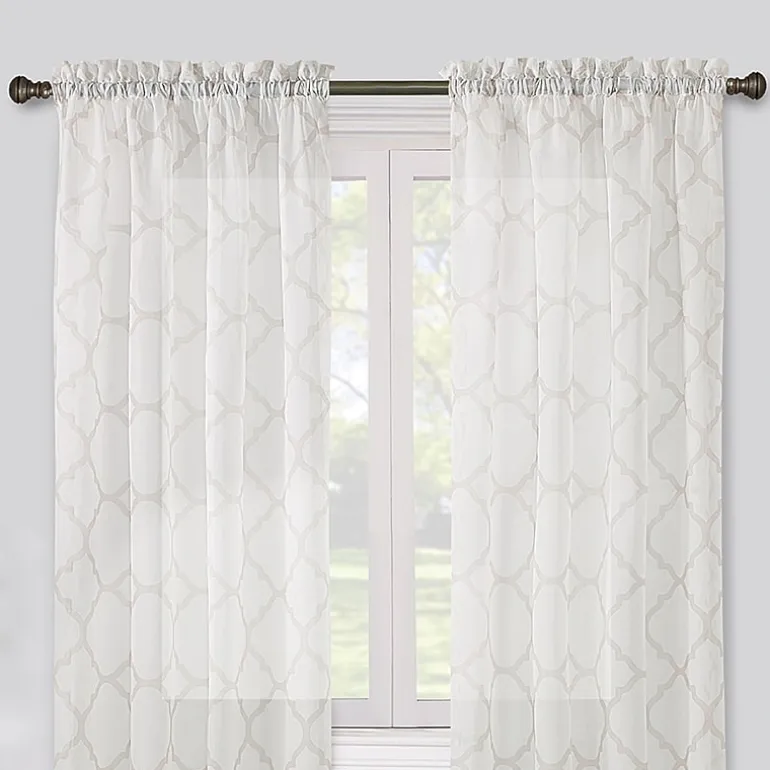 Regal Home Fret Printed Voile Rod Pocket Sheer Single Curtain Panel