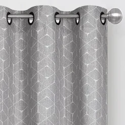 Regal Home Geo Cube Jacquard Grommet Top Light-Filtering Set of 2 Curtain Panel