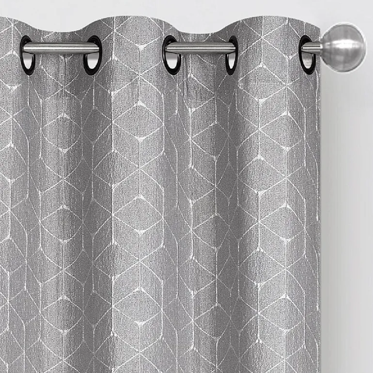 Regal Home Geo Cube Jacquard Grommet Top Light-Filtering Set of 2 Curtain Panel