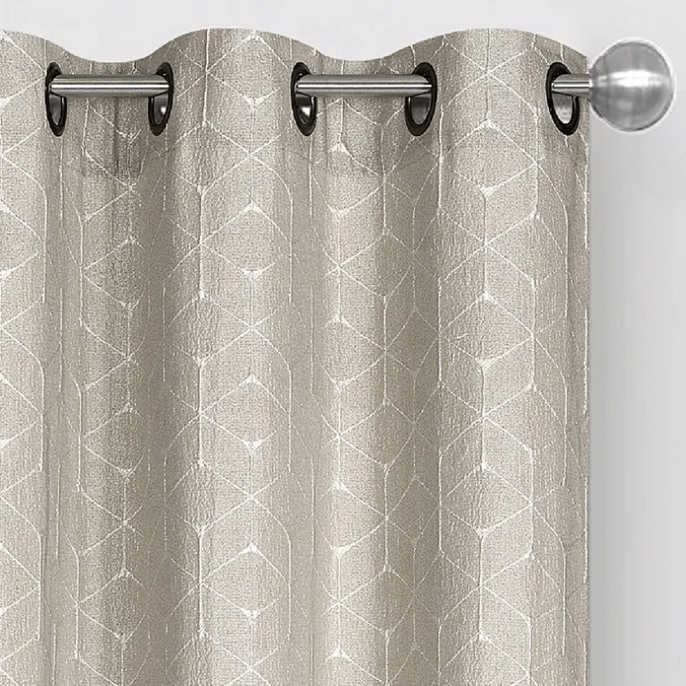 Regal Home Geo Cube Jacquard Grommet Top Light-Filtering Set of 2 Curtain Panel