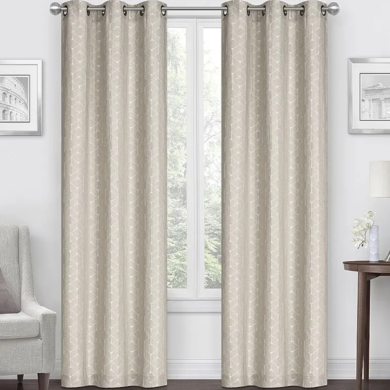 Regal Home Geo Cube Jacquard Grommet Top Light-Filtering Set of 2 Curtain Panel