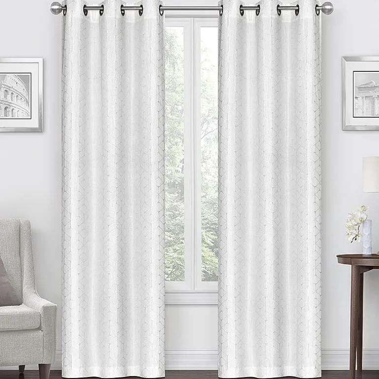 Regal Home Geo Cube Jacquard Grommet Top Light-Filtering Set of 2 Curtain Panel