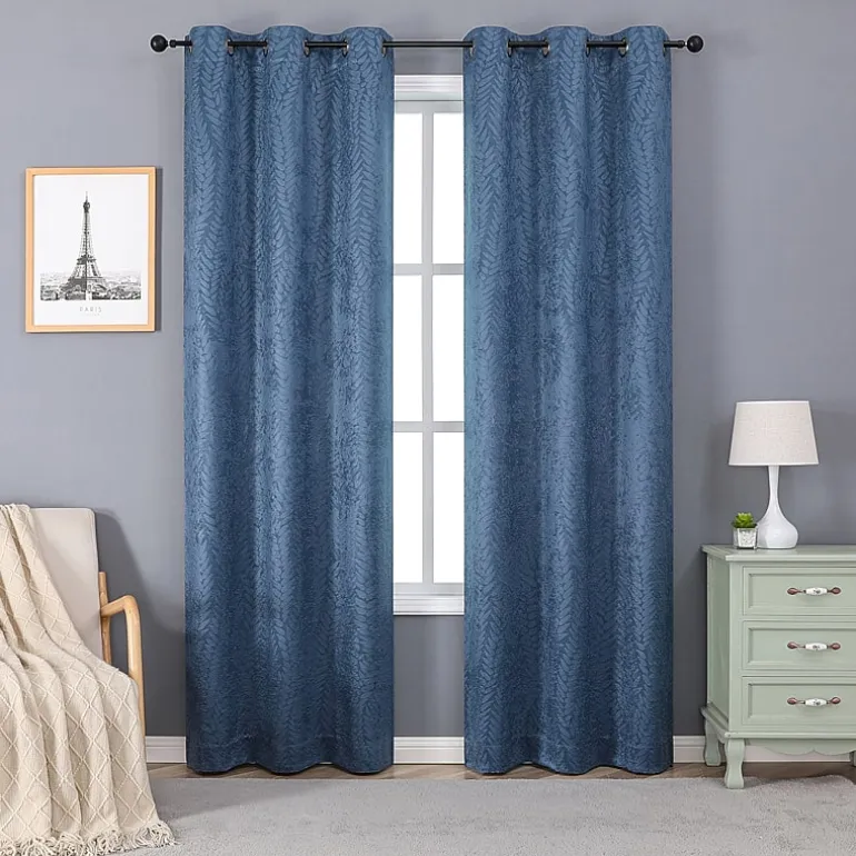 Regal Home Joelle Embossed Grommet Top Energy Saving Blackout Set of 2 Curtain Panel