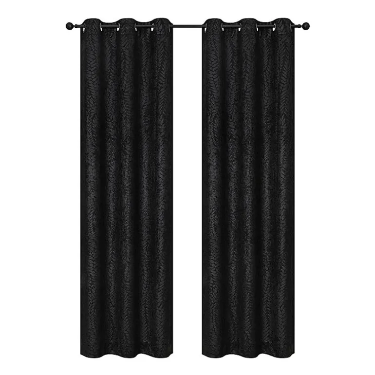 Regal Home Joelle Embossed Grommet Top Energy Saving Blackout Set of 2 Curtain Panel
