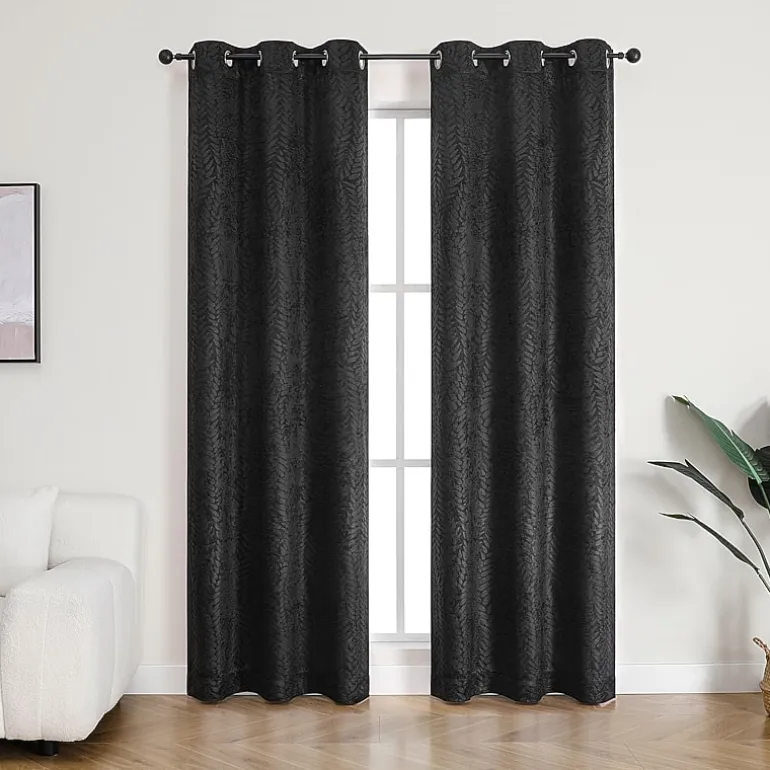Regal Home Joelle Embossed Grommet Top Energy Saving Blackout Set of 2 Curtain Panel