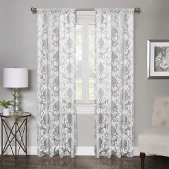 Regal Home Lombardi Floral Rod Pocket Sheer Single Curtain Panel