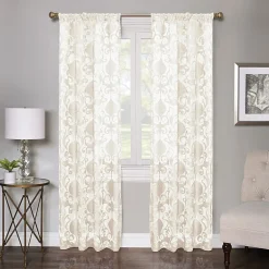 Regal Home Lombardi Floral Rod Pocket Sheer Single Curtain Panel