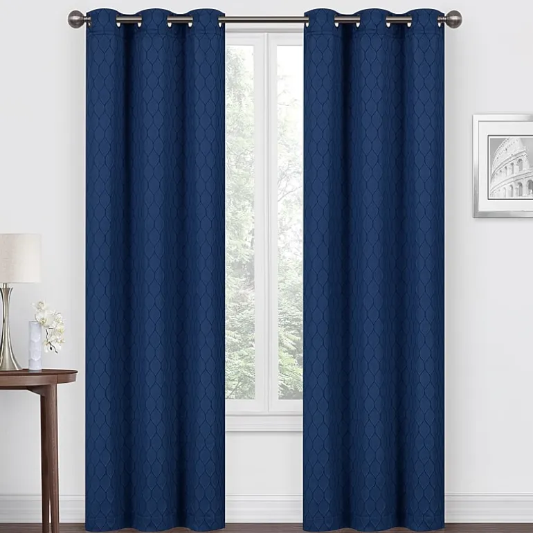 Regal Home Mackenna Jacquard Grommet Top Light-Filtering Set of 2 Curtain Panel