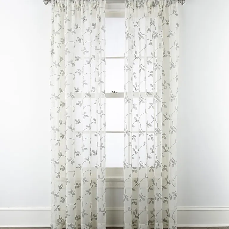 Regal Home Meadow Rod Pocket Embroidered Sheer Single Curtain Panel