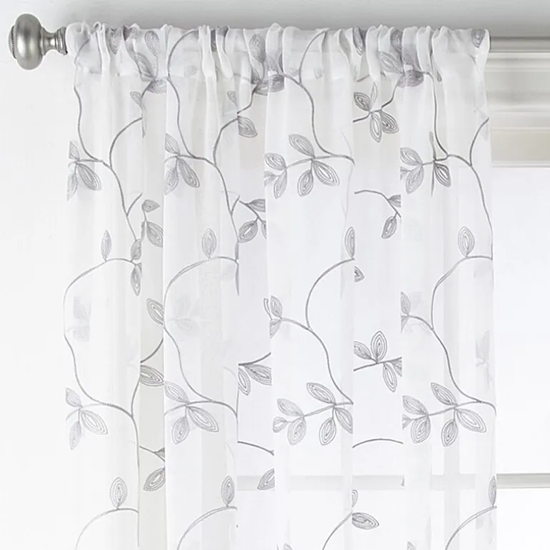Regal Home Meadow Rod Pocket Embroidered Sheer Single Curtain Panel