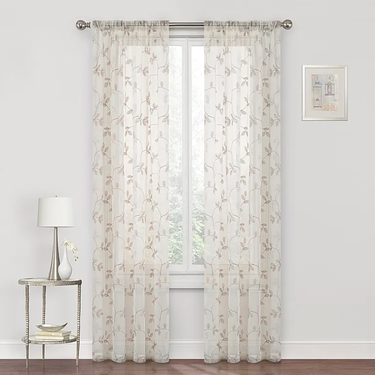 Regal Home Meadow Rod Pocket Embroidered Sheer Single Curtain Panel