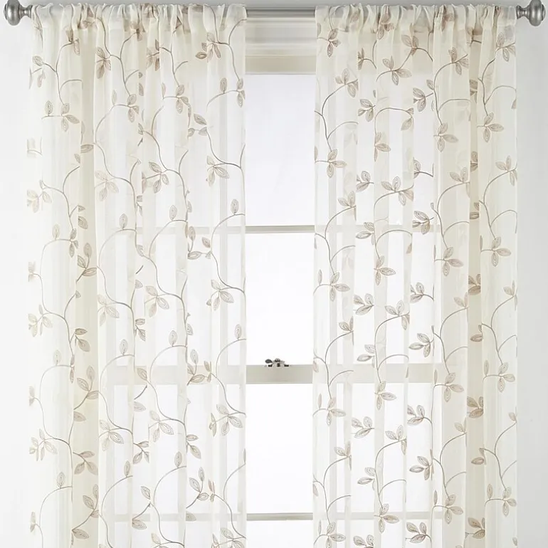 Regal Home Meadow Rod Pocket Embroidered Sheer Single Curtain Panel