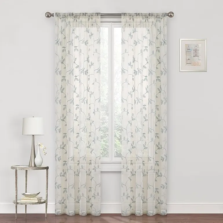 Regal Home Meadow Rod Pocket Embroidered Sheer Single Curtain Panel