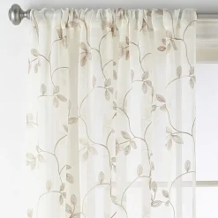 Regal Home Meadow Rod Pocket Embroidered Sheer Single Curtain Panel