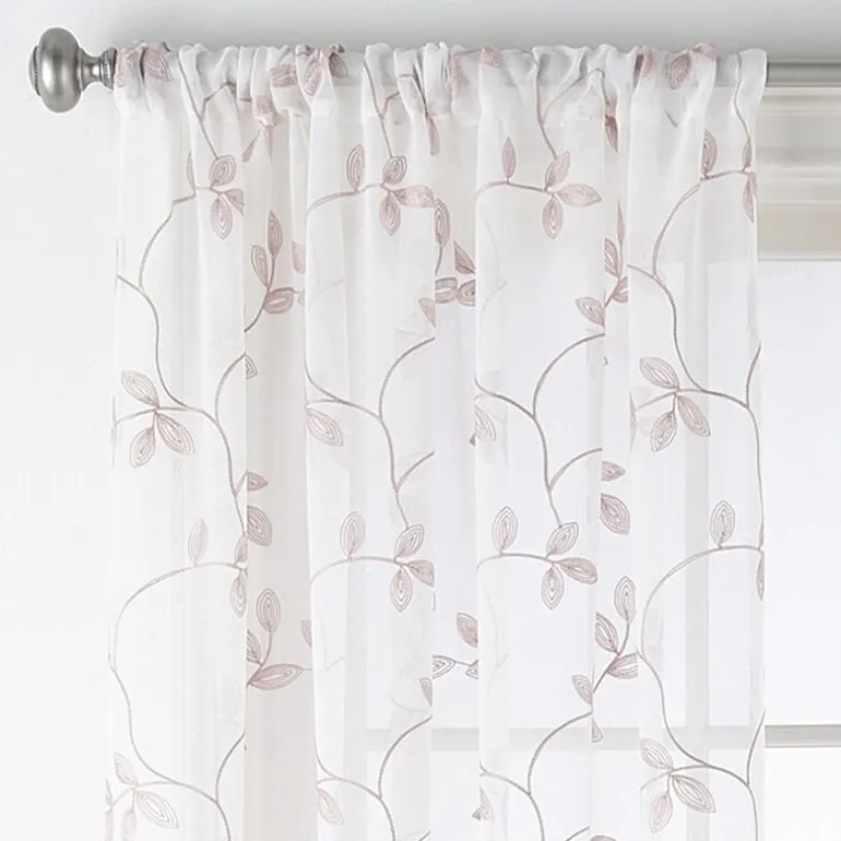Regal Home Meadow Rod Pocket Embroidered Sheer Single Curtain Panel