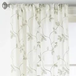 Regal Home Meadow Rod Pocket Embroidered Sheer Single Curtain Panel