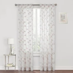 Regal Home Meadow Rod Pocket Embroidered Sheer Single Curtain Panel
