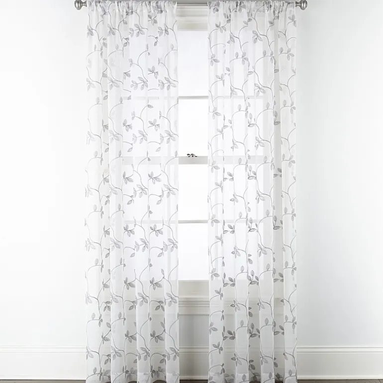 Regal Home Meadow Rod Pocket Embroidered Sheer Single Curtain Panel