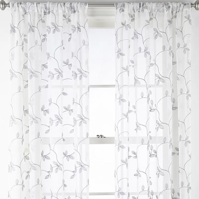 Regal Home Meadow Rod Pocket Embroidered Sheer Single Curtain Panel