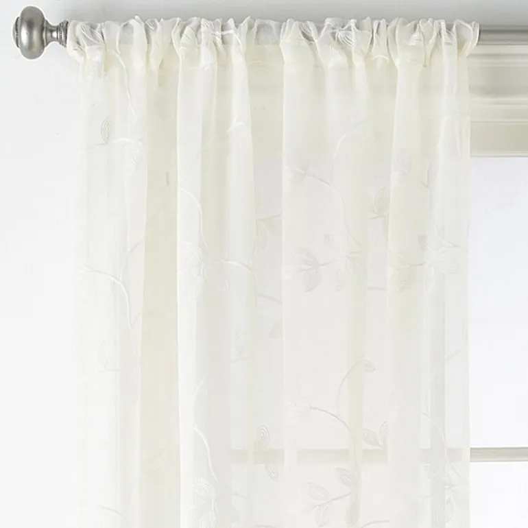 Regal Home Meadow Rod Pocket Embroidered Sheer Single Curtain Panel