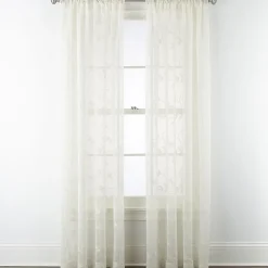 Regal Home Meadow Rod Pocket Embroidered Sheer Single Curtain Panel