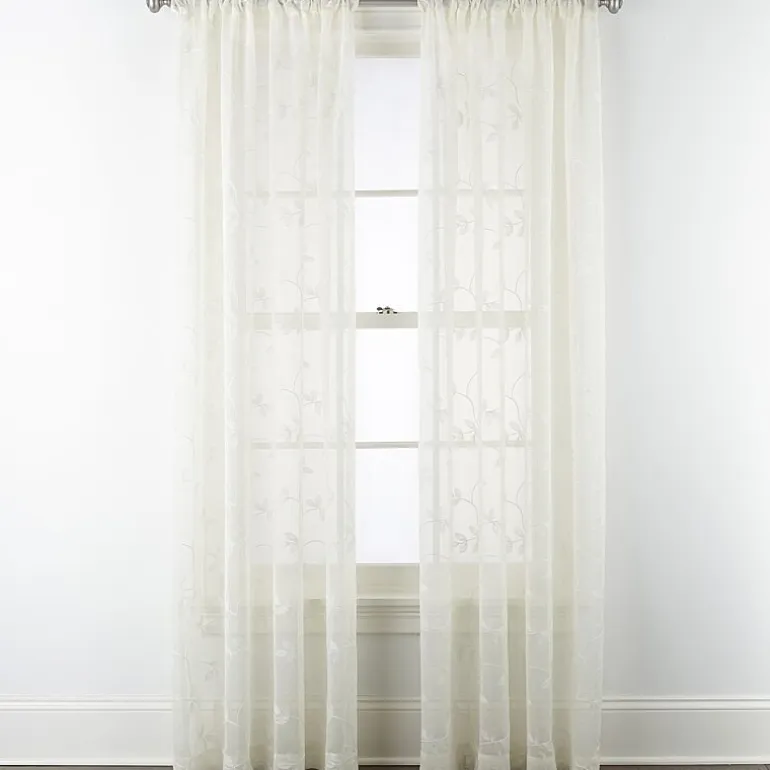 Regal Home Meadow Rod Pocket Embroidered Sheer Single Curtain Panel