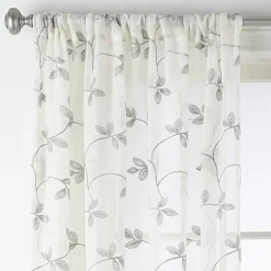 Regal Home Meadow Rod Pocket Embroidered Sheer Single Curtain Panel