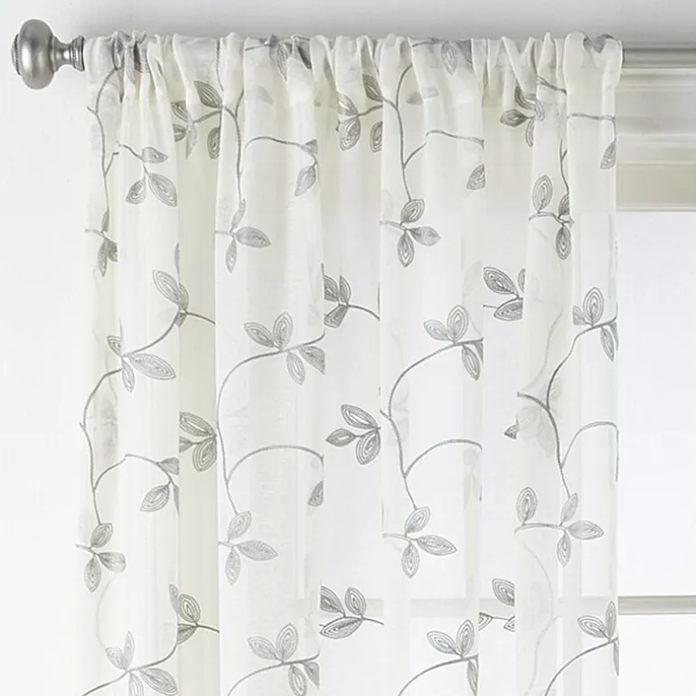 Regal Home Meadow Rod Pocket Embroidered Sheer Single Curtain Panel