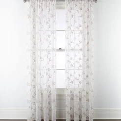 Regal Home Meadow Rod Pocket Embroidered Sheer Single Curtain Panel