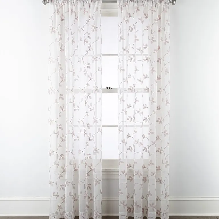 Regal Home Meadow Rod Pocket Embroidered Sheer Single Curtain Panel
