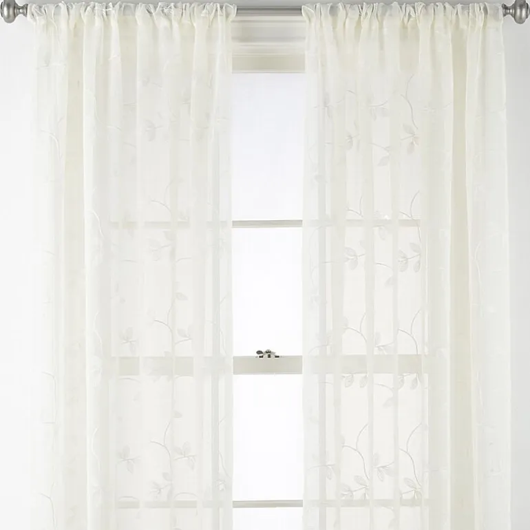 Regal Home Meadow Rod Pocket Embroidered Sheer Single Curtain Panel