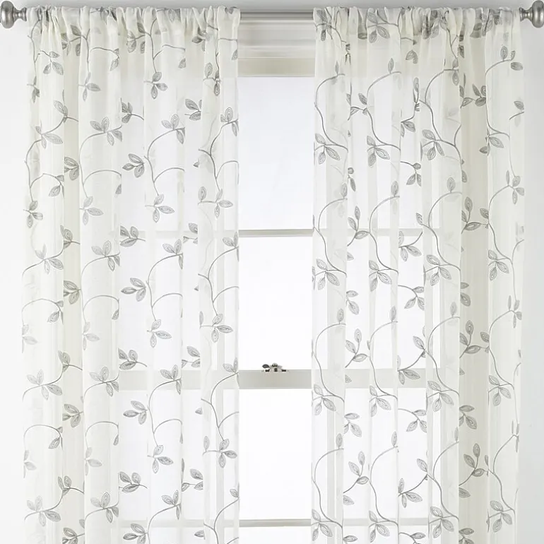 Regal Home Meadow Rod Pocket Embroidered Sheer Single Curtain Panel