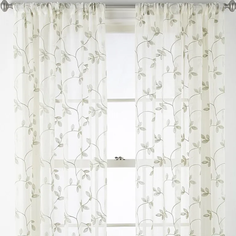 Regal Home Meadow Rod Pocket Embroidered Sheer Single Curtain Panel