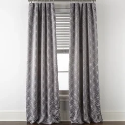 Regal Home Perth Geometric Embroidery Rod Pocket Blackout Set of 2 Curtain Panel