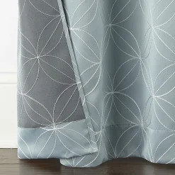 Regal Home Perth Geometric Embroidery Rod Pocket Blackout Set of 2 Curtain Panel