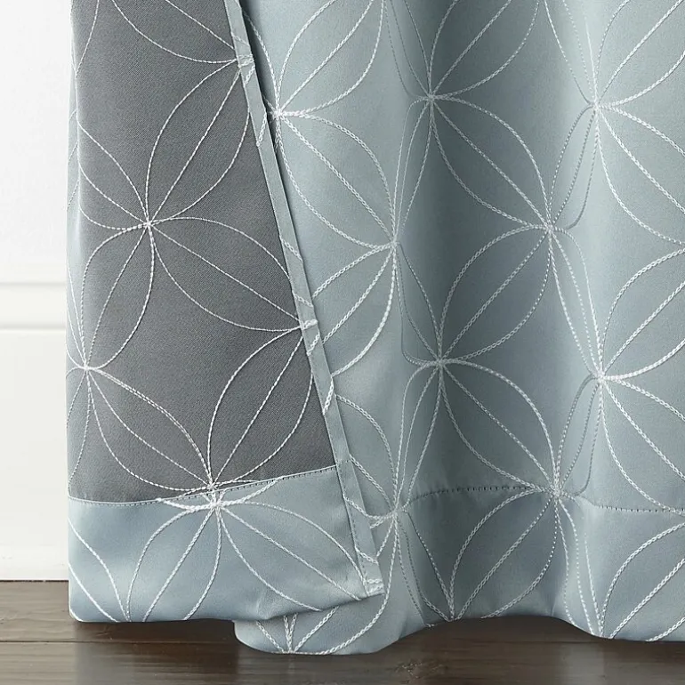 Regal Home Perth Geometric Embroidery Rod Pocket Blackout Set of 2 Curtain Panel