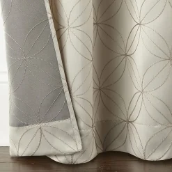 Regal Home Perth Geometric Embroidery Rod Pocket Blackout Set of 2 Curtain Panel