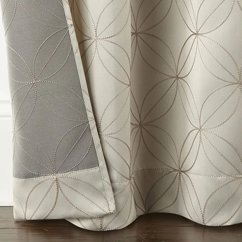 Regal Home Perth Geometric Embroidery Rod Pocket Blackout Set of 2 Curtain Panel
