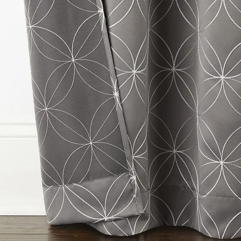 Regal Home Perth Geometric Embroidery Rod Pocket Blackout Set of 2 Curtain Panel