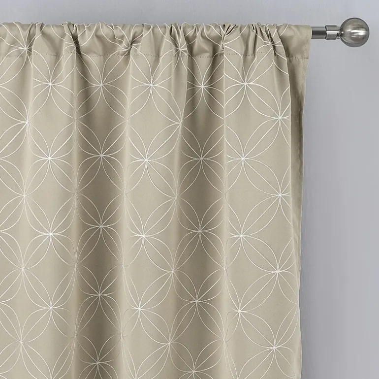 Regal Home Perth Geometric Embroidery Rod Pocket Blackout Set of 2 Curtain Panel